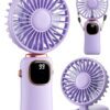 ColdSky Portable Handheld Fan, 4000mAh Battery Operated 3 in 1 Multifunction Personal Travel Fan with Digital Display, 90° Foldable Desk Fan with Base, 5 Speed Lash Fan for Makeup/Commute/Office