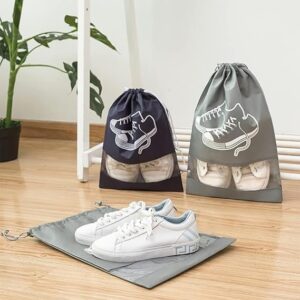 MOMENT 1PCS Travel Shoe Bags with Rope for Men and Women 32x44cm Large Shoes Pouch Storage Packing Organizers, Grey