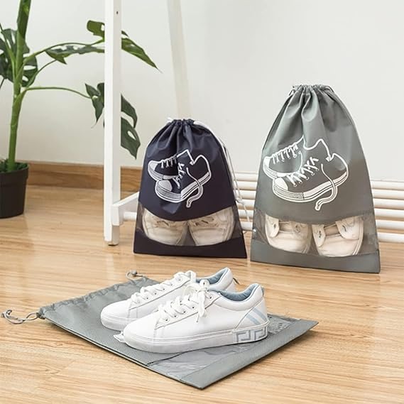 MOMENT 1PCS Travel Shoe Bags with Rope for Men and Women 32x44cm Large Shoes Pouch Storage Packing Organizers, Grey