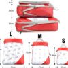 SKEIDO 3Pcs Luggage Suitcase Organizer Set Compression Packing Cubes Travel Storage Bag Foldable Waterproof Nylon（Orange)