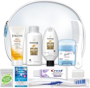 Convenience Kits International Women's Deluxe 10 Piece Kit with Travel Size TSA Compliant Essentials Featuring: Pantene Hair Products in Reusable Toiletry Zippered Bag