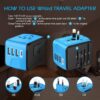 Disgian Travel Adapter, Universal International Power Adapter with 3USB Port And Type-C International Wall Charger Worldwide AC Power Plug for Multi-nation Travel UK, EU, AU Over 200 Countries (Blue)