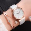 Women Watches and Bracelet Set Elegant Ladies Dress Watch Set Stylish Wrist Watches Wristwatches Jewelry Gifts Set