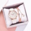 Women Watches and Bracelet Set Elegant Ladies Dress Watch Set Stylish Wrist Watches Wristwatches Jewelry Gifts Set